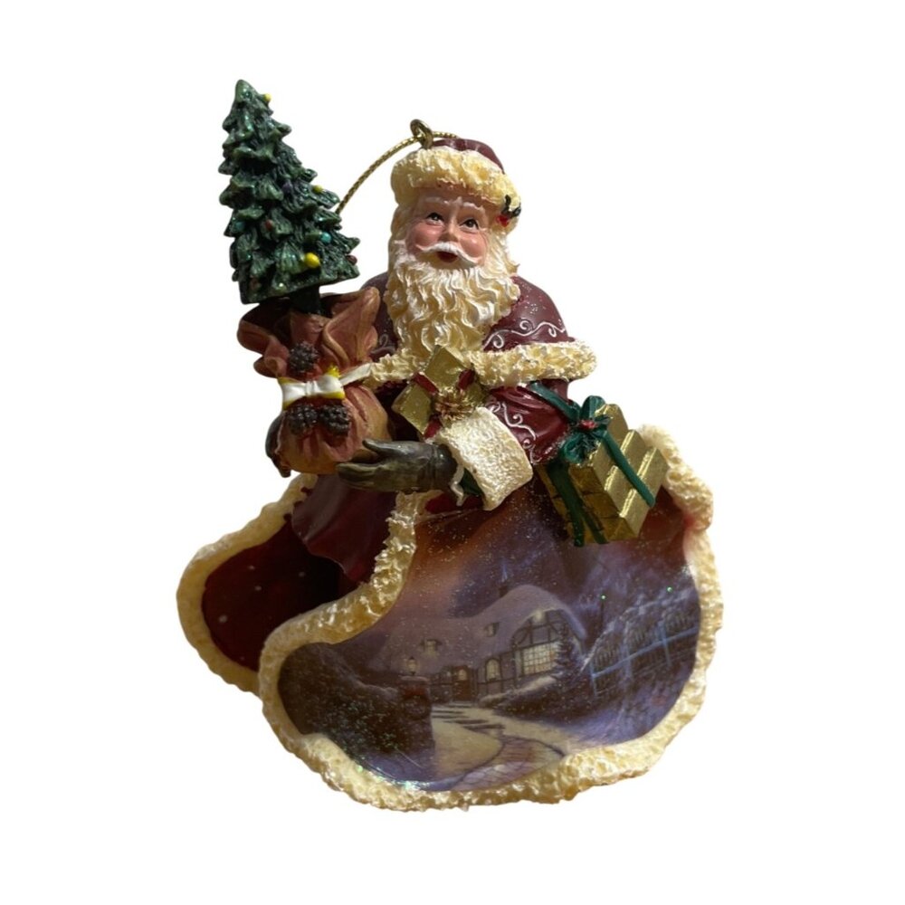 Ashton Drake Thomas Kinkade Season Glowing Bright Santa Christmas Ornament w COA